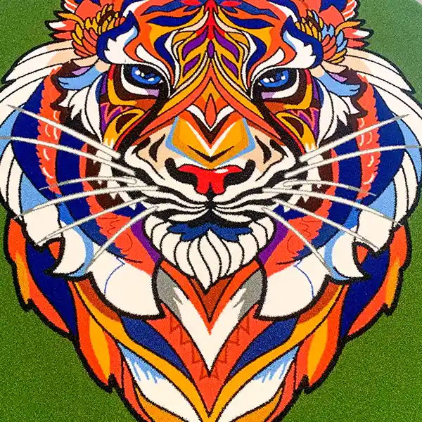 image of pre fabricated logo of a tiger made from artificial grass